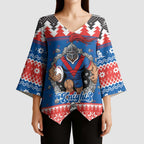 Merry Knights Newcastle Pride Personalised Kimono Sleeve Blouse Christmas Rugby League Spirit - Aussie Hoodie