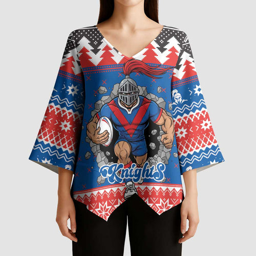 Merry Knights Newcastle Pride Personalised Kimono Sleeve Blouse Christmas Rugby League Spirit - Aussie Hoodie