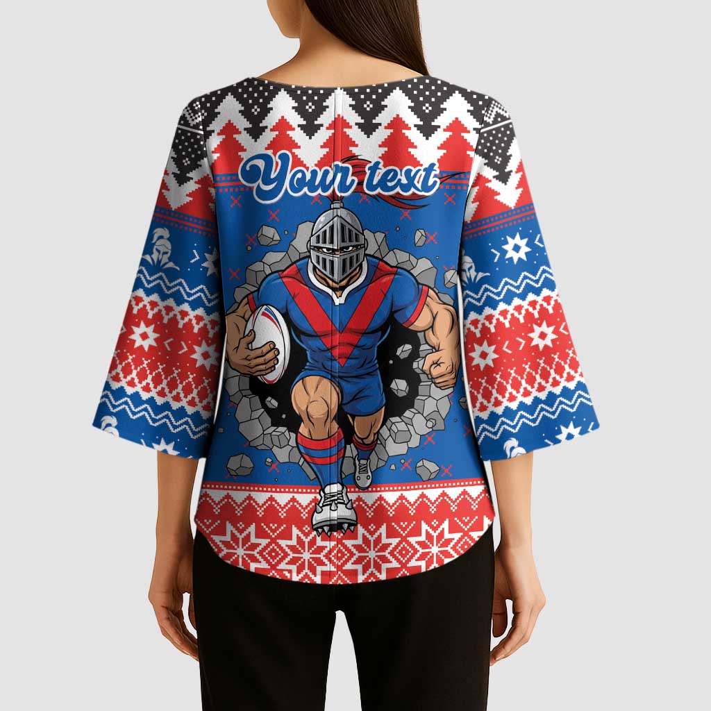 Merry Knights Newcastle Pride Personalised Kimono Sleeve Blouse Christmas Rugby League Spirit - Aussie Hoodie