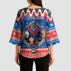 Merry Knights Newcastle Pride Personalised Kimono Sleeve Blouse Christmas Rugby League Spirit - Aussie Hoodie