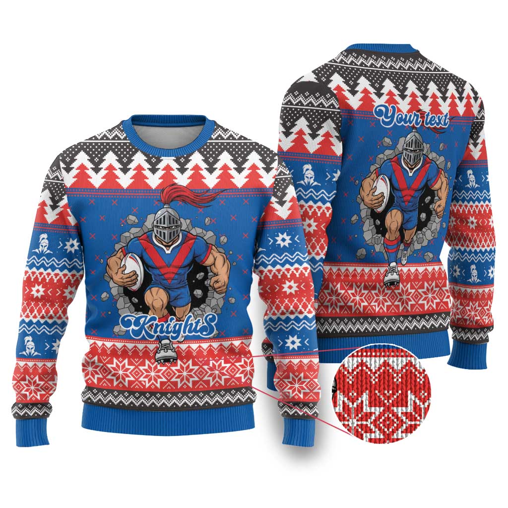 Merry Knights Newcastle Pride Personalised Ugly Christmas Sweater Christmas Rugby League Spirit - Aussie Hoodie