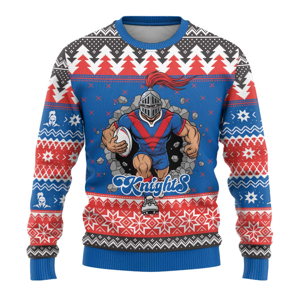 Merry Knights Newcastle Pride Personalised Ugly Christmas Sweater Christmas Rugby League Spirit - Aussie Hoodie