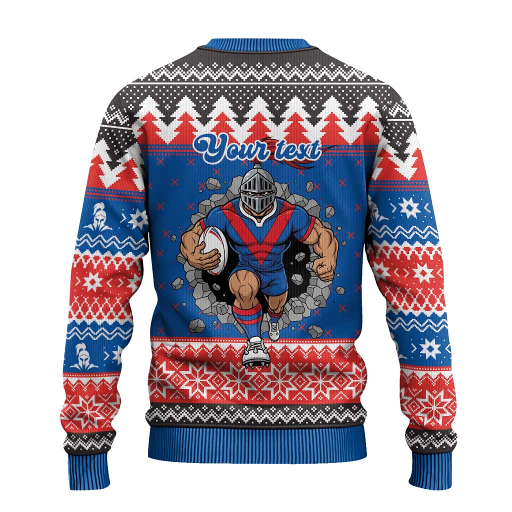 Merry Knights Newcastle Pride Personalised Ugly Christmas Sweater Christmas Rugby League Spirit - Aussie Hoodie