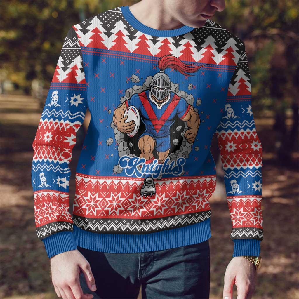 Merry Knights Newcastle Pride Personalised Ugly Christmas Sweater Christmas Rugby League Spirit - Aussie Hoodie