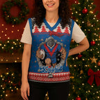 Merry Knights Newcastle Pride Personalised Christmas Knitted V-Neck Vest Christmas Rugby League Spirit - Aussie Hoodie