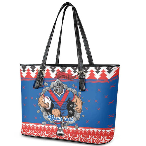 Merry Knights Newcastle Pride Personalised Leather Tote Bag Christmas Rugby League Spirit - Aussie Hoodie