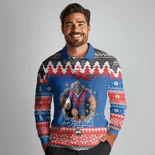 Merry Knights Newcastle Pride Personalised Long Sleeve Polo Shirt Christmas Rugby League Spirit - Aussie Hoodie