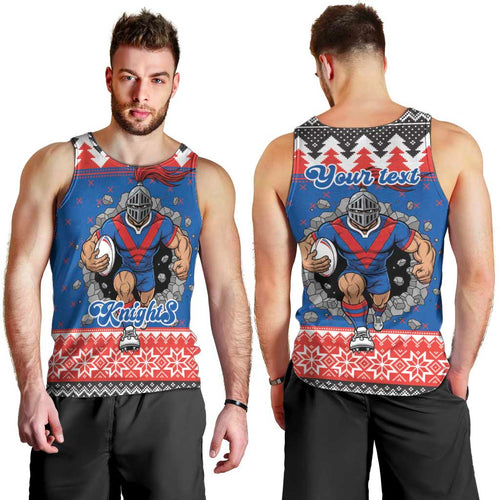 Merry Knights Newcastle Pride Personalised Men Tank Top Christmas Rugby League Spirit - Aussie Hoodie