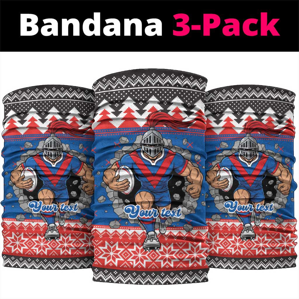 Merry Knights Newcastle Pride Personalised Neck Gaiter Christmas Rugby League Spirit - Aussie Hoodie