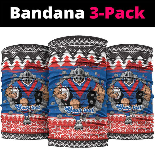Merry Knights Newcastle Pride Personalised Neck Gaiter Christmas Rugby League Spirit - Aussie Hoodie