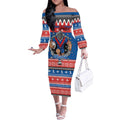 Merry Knights Newcastle Pride Personalised Off The Shoulder Long Sleeve Dress Christmas Rugby League Spirit - Aussie Hoodie
