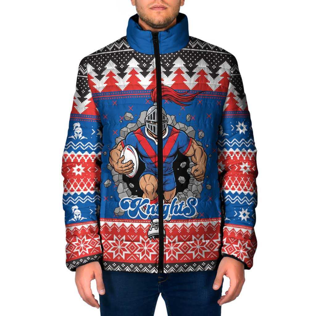 Merry Knights Newcastle Pride Personalised Padded Jacket Christmas Rugby League Spirit - Aussie Hoodie