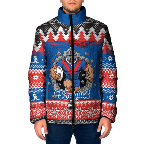 Merry Knights Newcastle Pride Personalised Padded Jacket Christmas Rugby League Spirit - Aussie Hoodie
