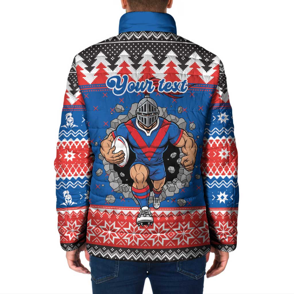 Merry Knights Newcastle Pride Personalised Padded Jacket Christmas Rugby League Spirit - Aussie Hoodie