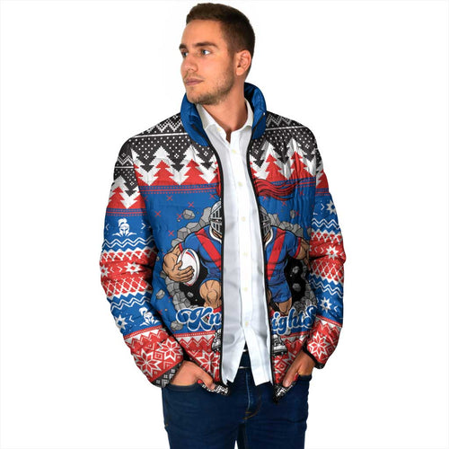 Merry Knights Newcastle Pride Personalised Padded Jacket Christmas Rugby League Spirit - Aussie Hoodie