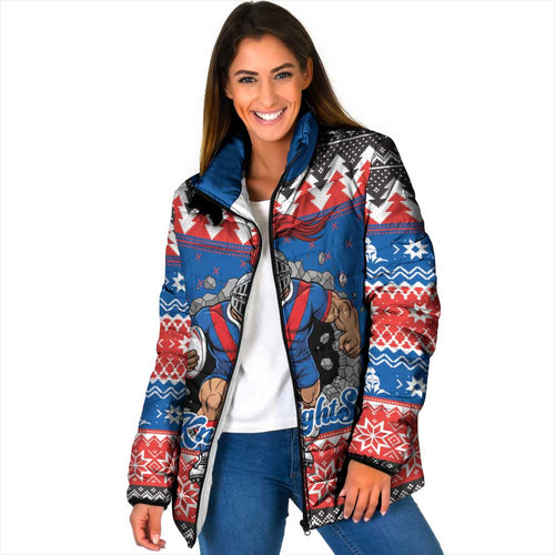 Merry Knights Newcastle Pride Personalised Padded Jacket Christmas Rugby League Spirit - Aussie Hoodie