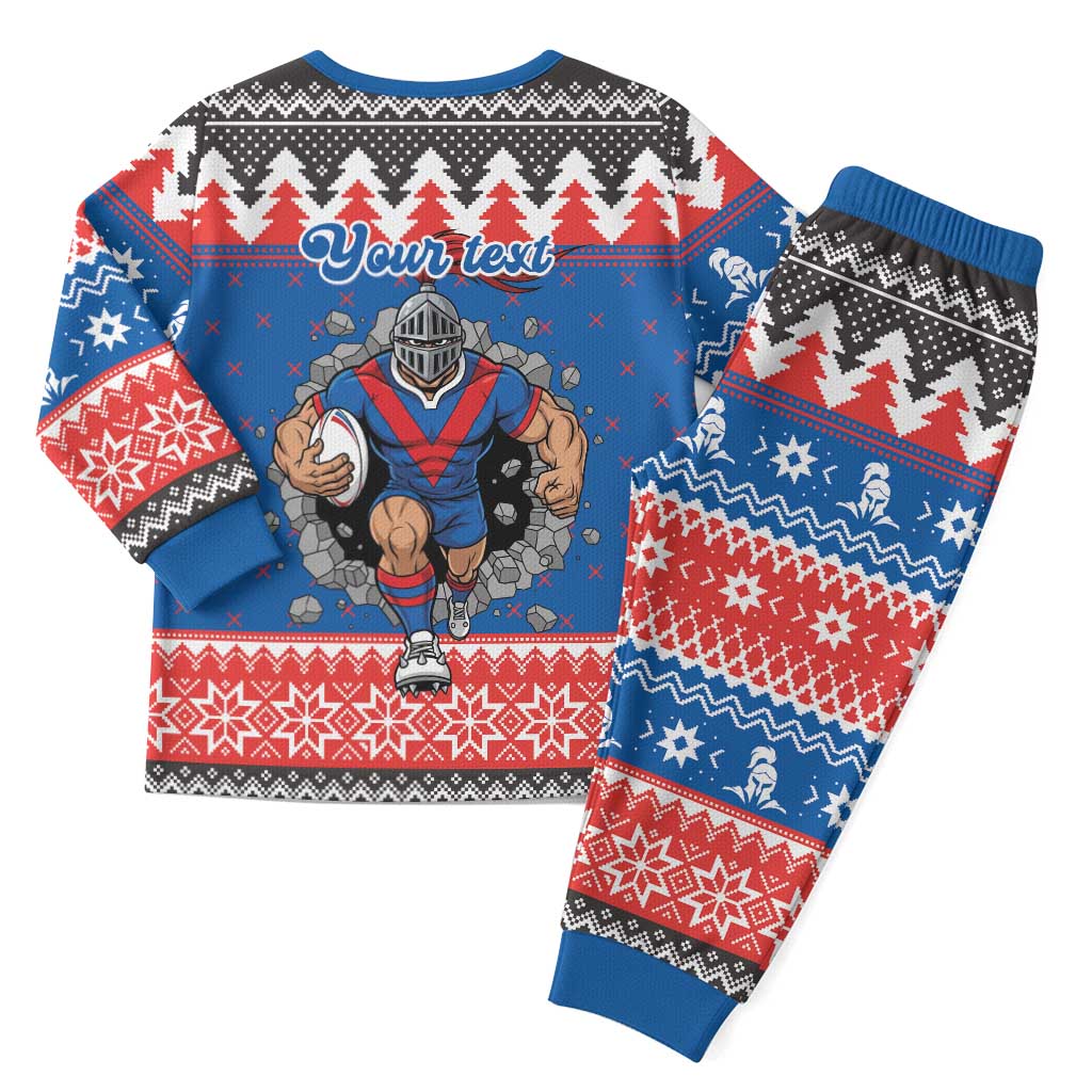 Merry Knights Newcastle Pride Personalised Christmas Pajama Set Christmas Rugby League Spirit - Aussie Hoodie
