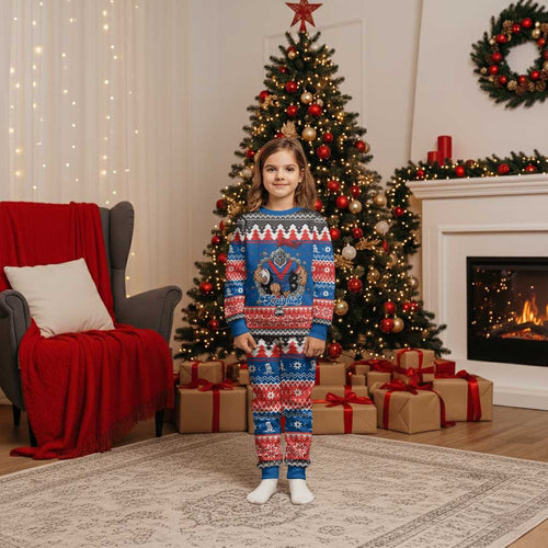 Merry Knights Newcastle Pride Personalised Christmas Pajama Set Christmas Rugby League Spirit - Aussie Hoodie