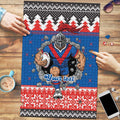 Merry Knights Newcastle Pride Personalised Puzzle Christmas Rugby League Spirit - Aussie Hoodie