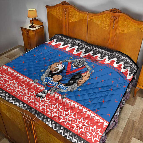 Merry Knights Newcastle Pride Personalised Quilt Christmas Rugby League Spirit - Aussie Hoodie