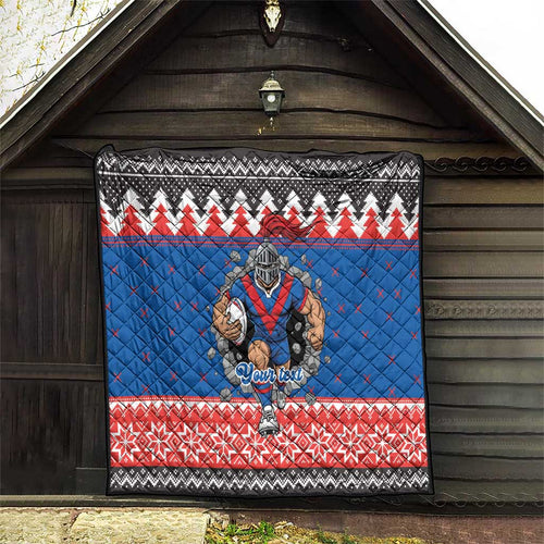 Merry Knights Newcastle Pride Personalised Quilt Christmas Rugby League Spirit - Aussie Hoodie