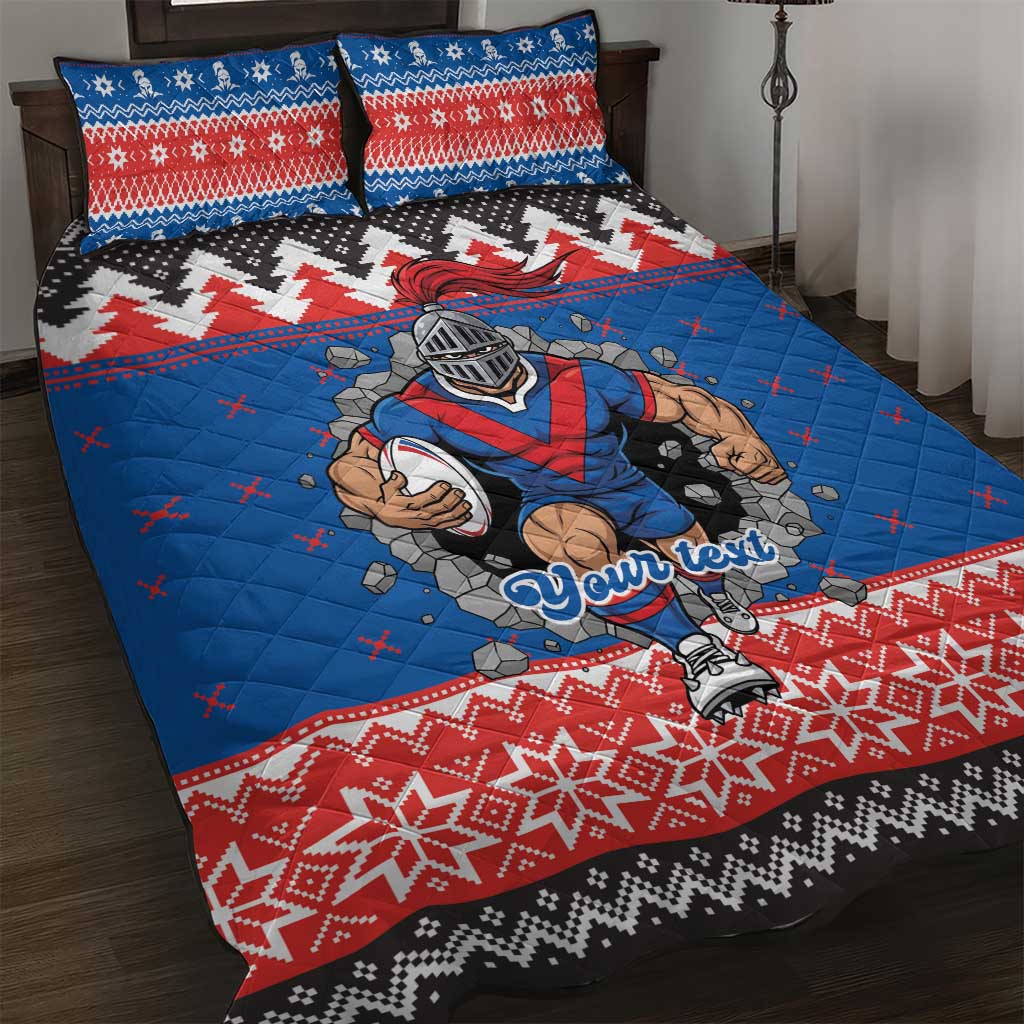 Merry Knights Newcastle Pride Personalised Quilt Bed Set Christmas Rugby League Spirit - Aussie Hoodie