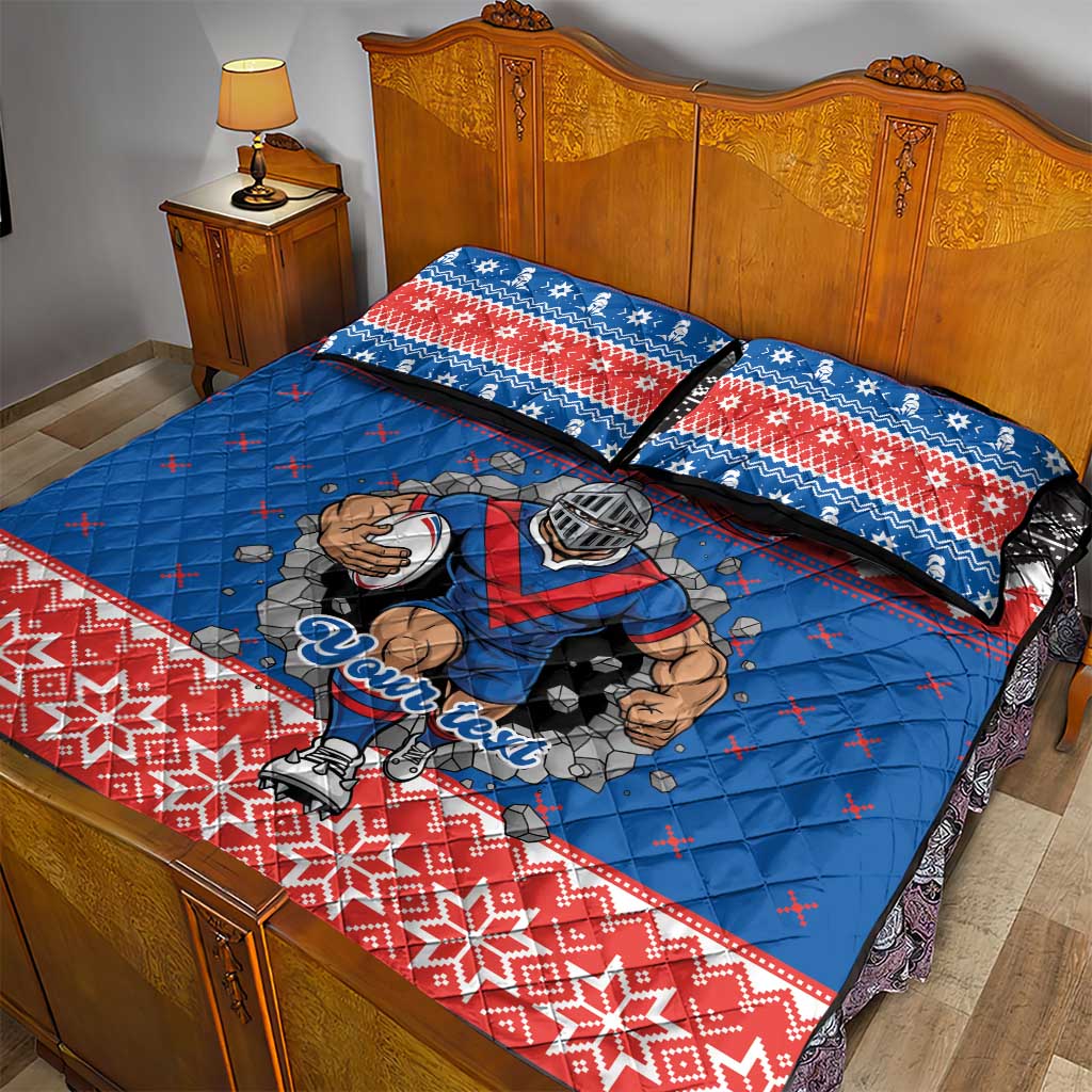 Merry Knights Newcastle Pride Personalised Quilt Bed Set Christmas Rugby League Spirit - Aussie Hoodie