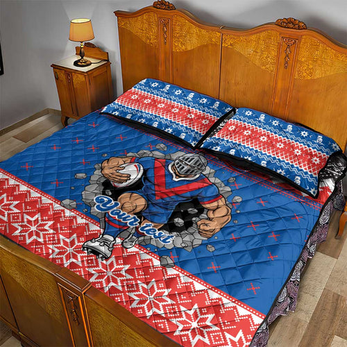 Merry Knights Newcastle Pride Personalised Quilt Bed Set Christmas Rugby League Spirit - Aussie Hoodie