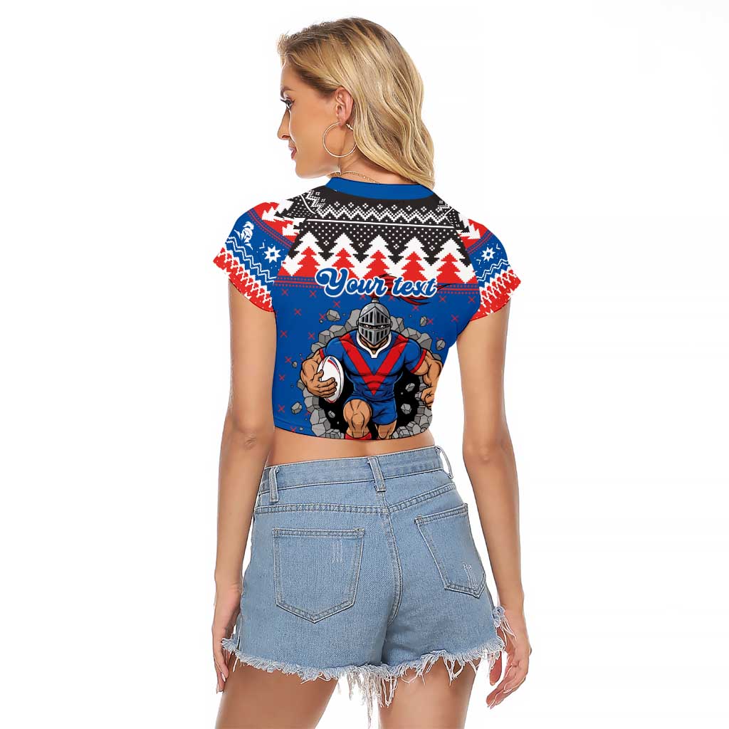 Merry Knights Newcastle Pride Personalised Raglan Cropped T Shirt Christmas Rugby League Spirit - Aussie Hoodie