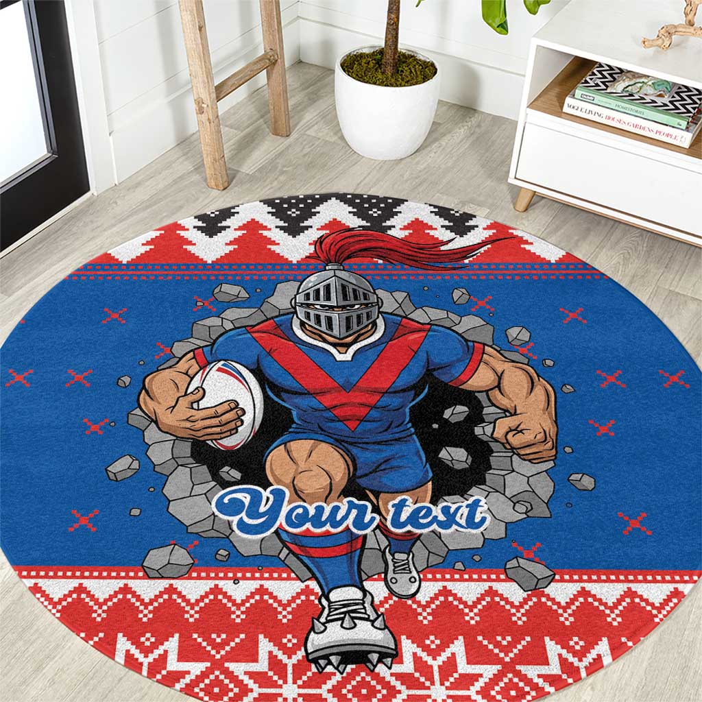 Merry Knights Newcastle Pride Personalised Round Carpet Christmas Rugby League Spirit - Aussie Hoodie