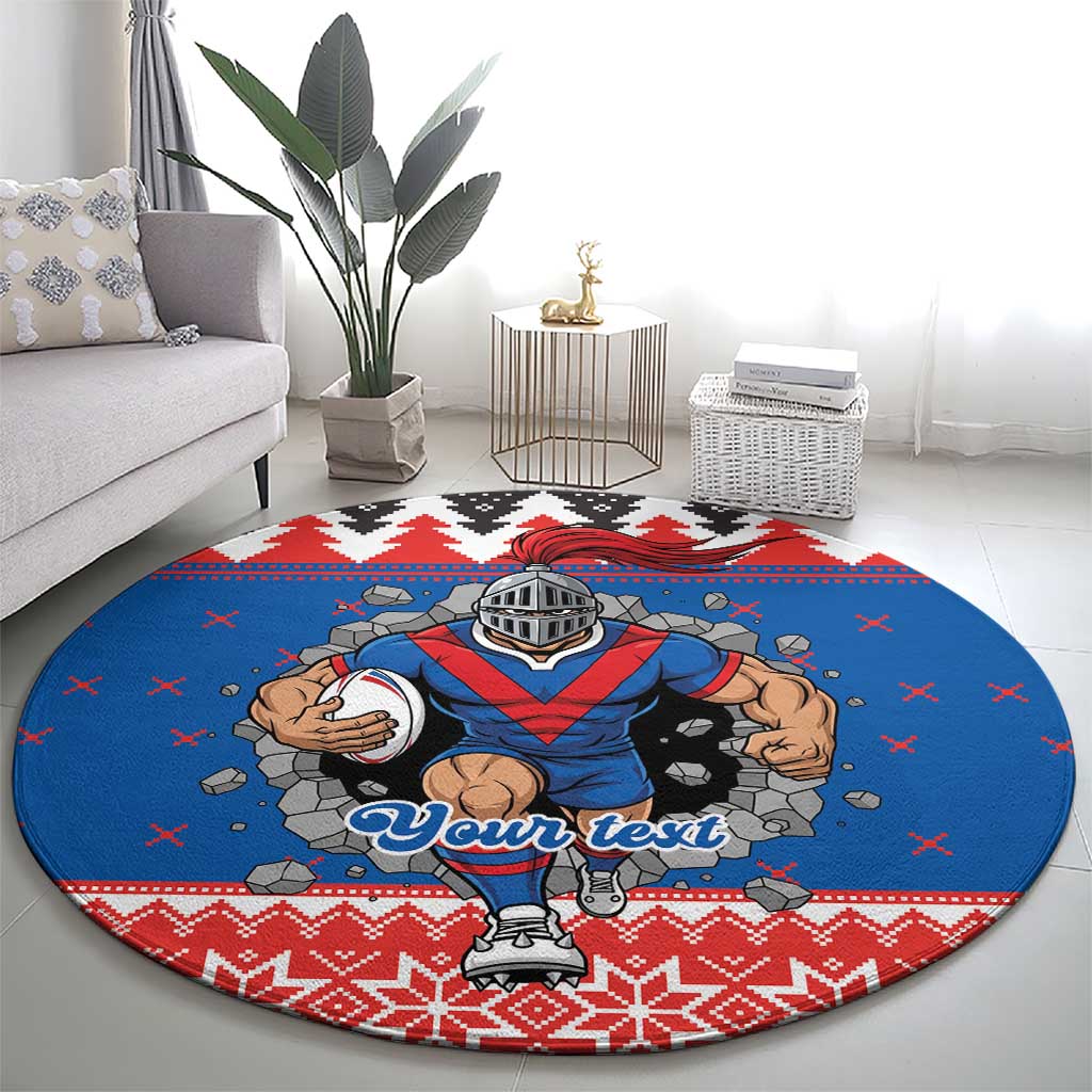 Merry Knights Newcastle Pride Personalised Round Carpet Christmas Rugby League Spirit - Aussie Hoodie