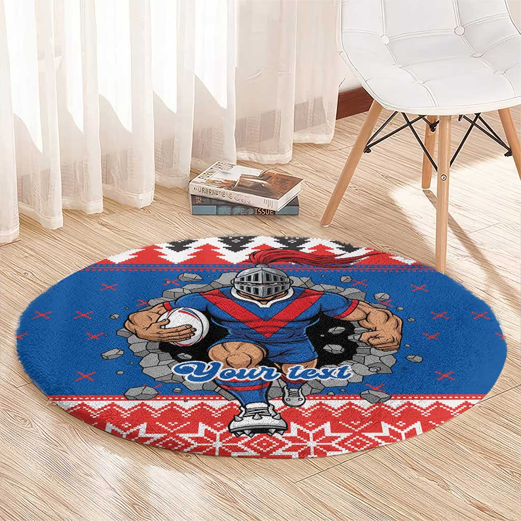 Merry Knights Newcastle Pride Personalised Round Carpet Christmas Rugby League Spirit - Aussie Hoodie