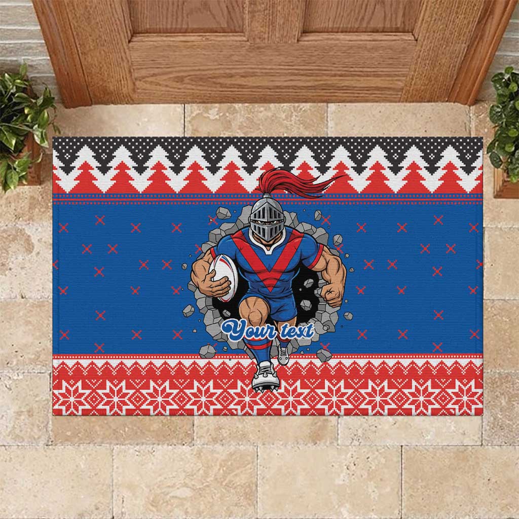 Merry Knights Newcastle Pride Personalised Rubber Doormat Christmas Rugby League Spirit - Aussie Hoodie