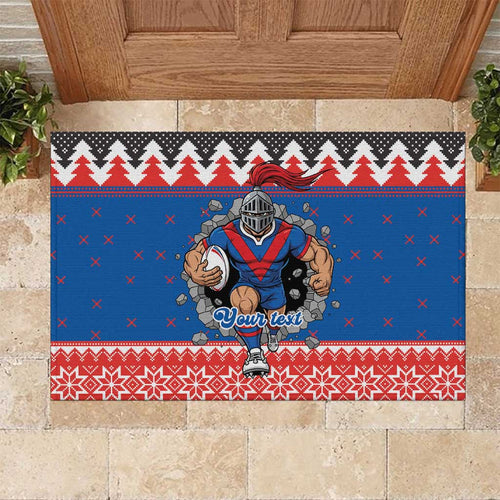Merry Knights Newcastle Pride Personalised Rubber Doormat Christmas Rugby League Spirit - Aussie Hoodie