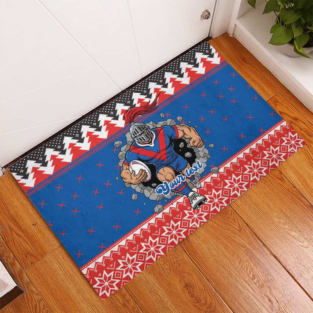 Merry Knights Newcastle Pride Personalised Rubber Doormat Christmas Rugby League Spirit - Aussie Hoodie