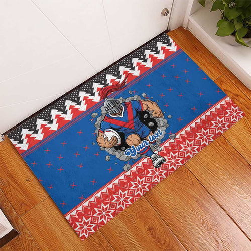 Merry Knights Newcastle Pride Personalised Rubber Doormat Christmas Rugby League Spirit - Aussie Hoodie