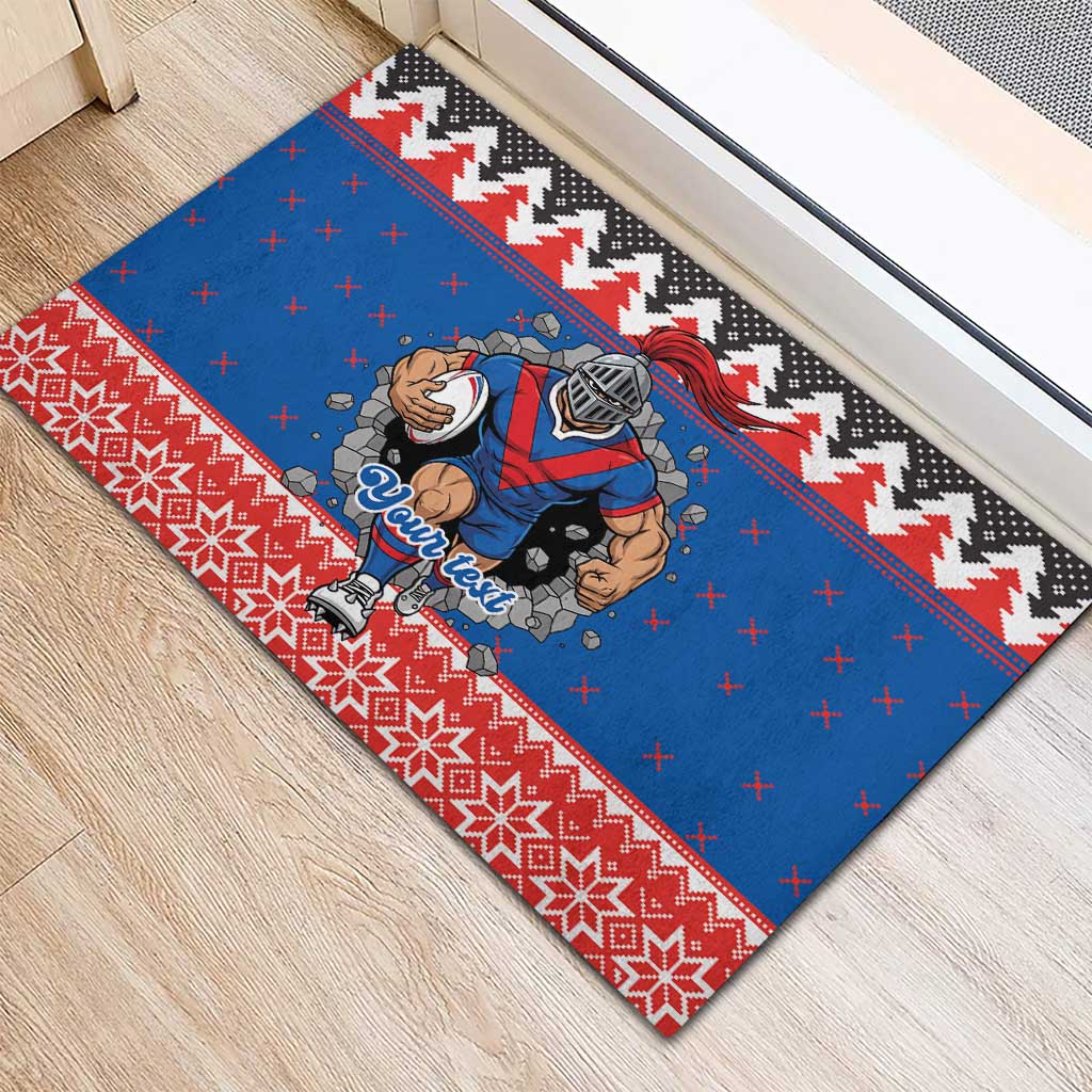 Merry Knights Newcastle Pride Personalised Rubber Doormat Christmas Rugby League Spirit - Aussie Hoodie