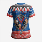 Merry Knights Newcastle Pride Personalised Scrub Top Christmas Rugby League Spirit - Aussie Hoodie