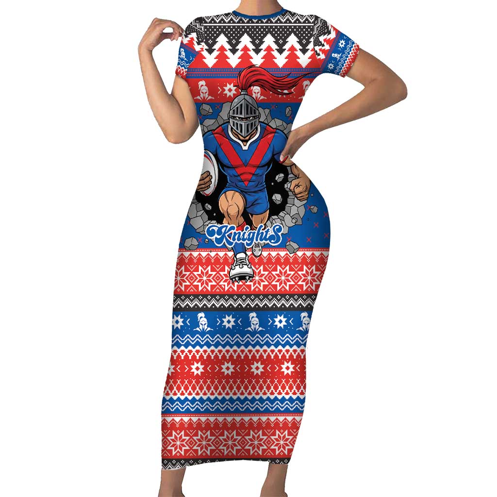 Merry Knights Newcastle Pride Personalised Short Sleeve Bodycon Dress Christmas Rugby League Spirit - Aussie Hoodie