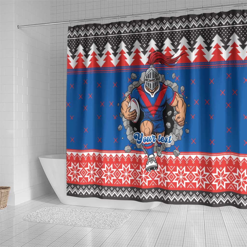 Merry Knights Newcastle Pride Personalised Shower Curtain Christmas Rugby League Spirit - Aussie Hoodie