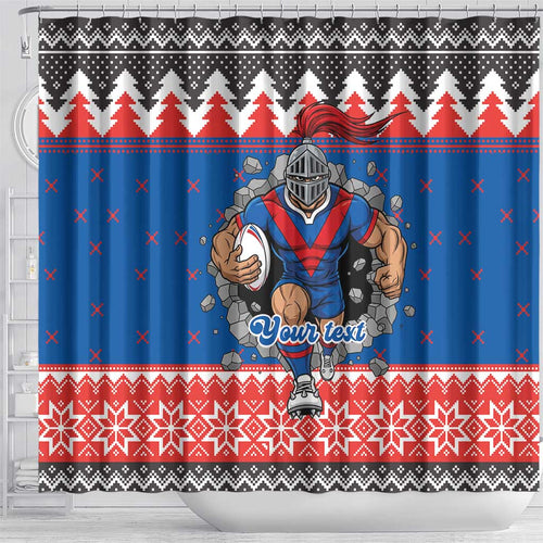 Merry Knights Newcastle Pride Personalised Shower Curtain Christmas Rugby League Spirit - Aussie Hoodie