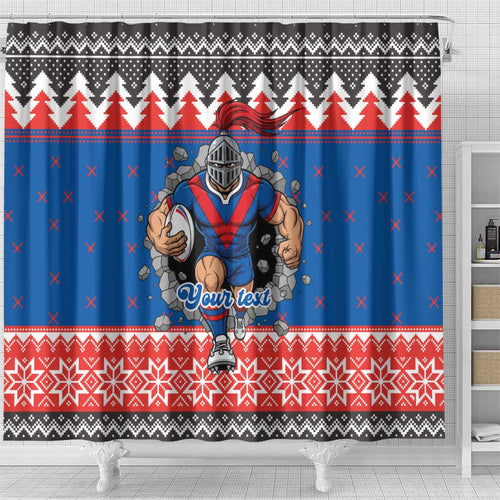 Merry Knights Newcastle Pride Personalised Shower Curtain Christmas Rugby League Spirit - Aussie Hoodie