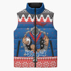 Merry Knights Newcastle Pride Personalised Sleeveless Puffer Jacket Christmas Rugby League Spirit - Aussie Hoodie