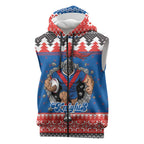 Merry Knights Newcastle Pride Personalised Sleeveless Zip Hoodie Christmas Rugby League Spirit LT9