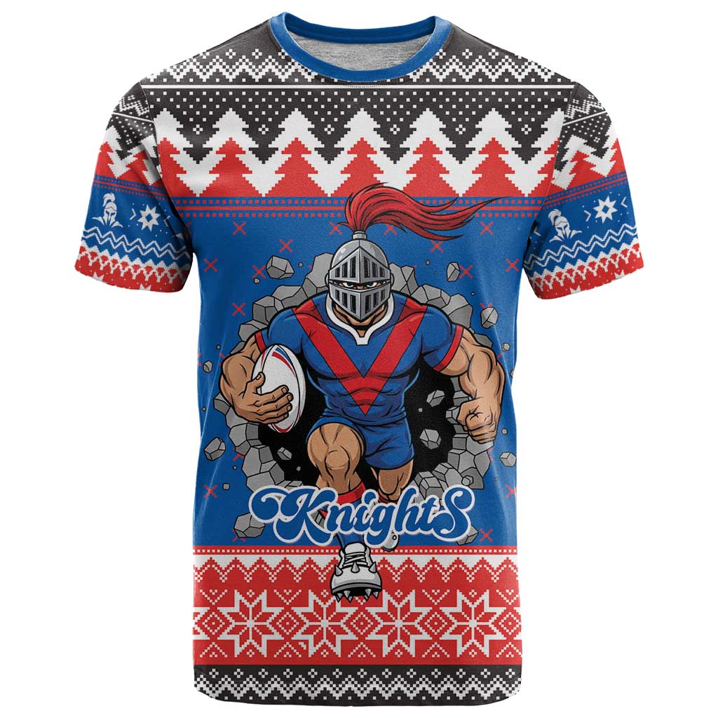 Merry Knights Newcastle Pride Personalised T Shirt Christmas Rugby League Spirit - Aussie Hoodie