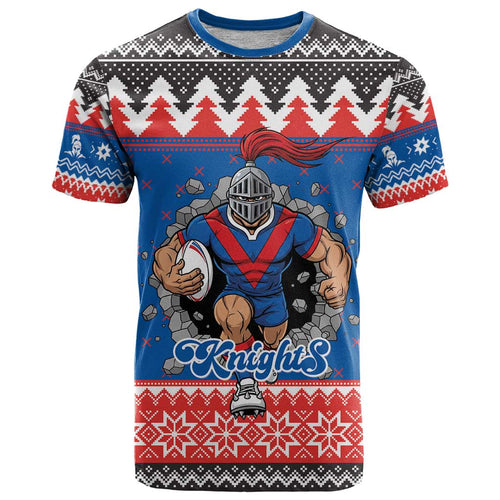 Merry Knights Newcastle Pride Personalised T Shirt Christmas Rugby League Spirit - Aussie Hoodie