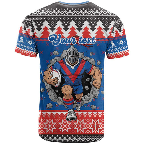 Merry Knights Newcastle Pride Personalised T Shirt Christmas Rugby League Spirit - Aussie Hoodie