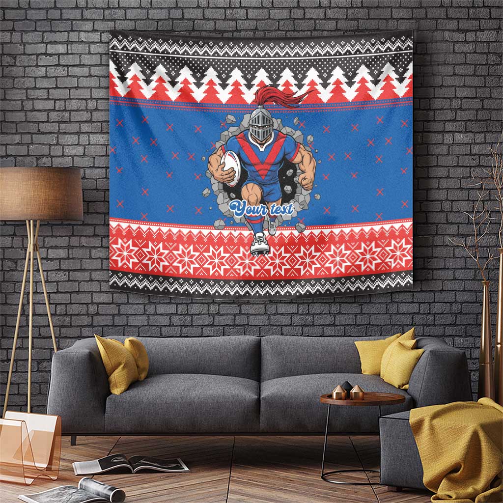 Merry Knights Newcastle Pride Personalised Tapestry Christmas Rugby League Spirit - Aussie Hoodie
