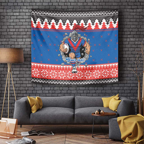 Merry Knights Newcastle Pride Personalised Tapestry Christmas Rugby League Spirit - Aussie Hoodie