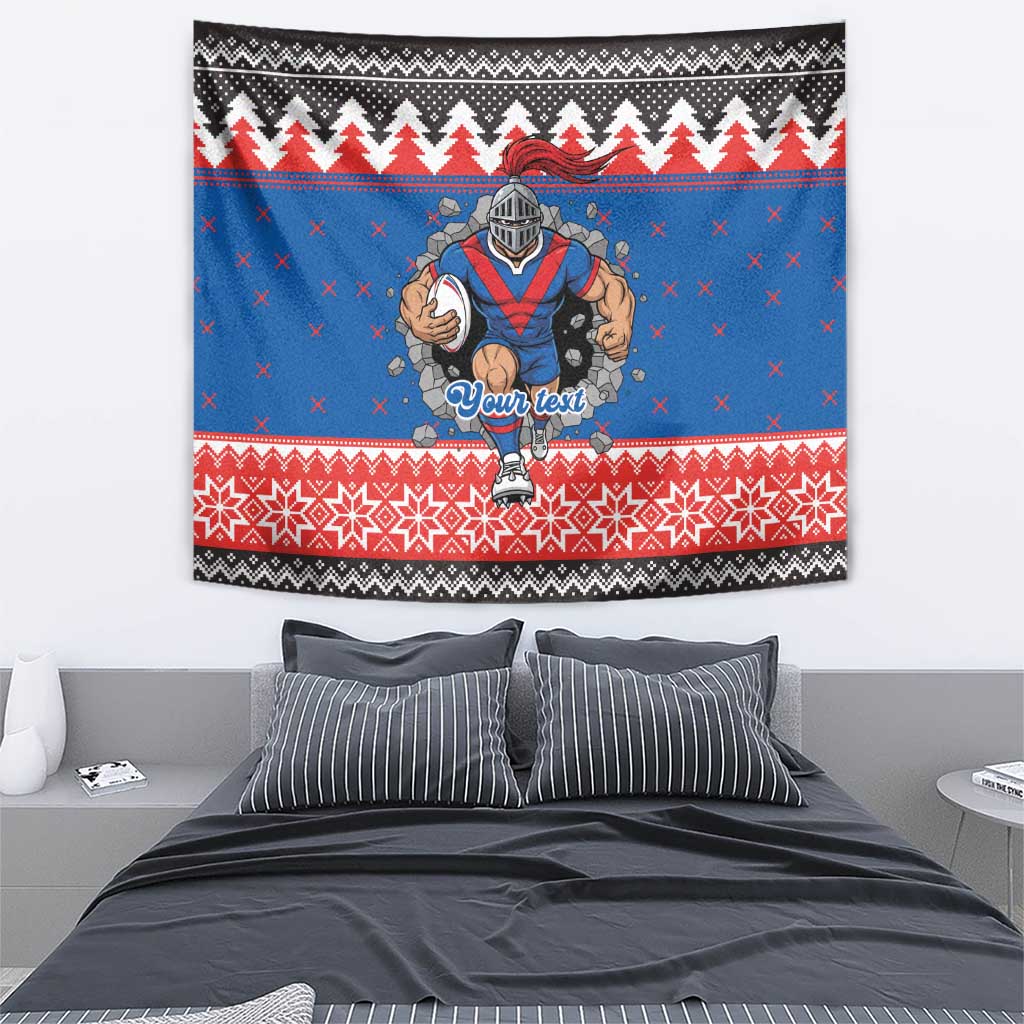 Merry Knights Newcastle Pride Personalised Tapestry Christmas Rugby League Spirit - Aussie Hoodie